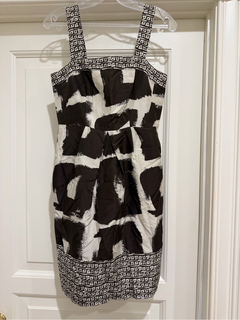 Banana Republic 100% Silk Brown White Print Dress Size 2